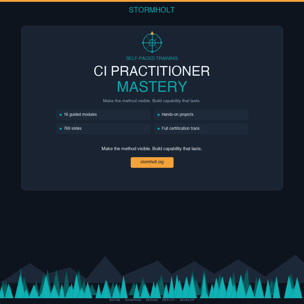 STORMHOLT | CI Practitioner Mastery Program — 16 Modules to Real Problem-Solving Capability