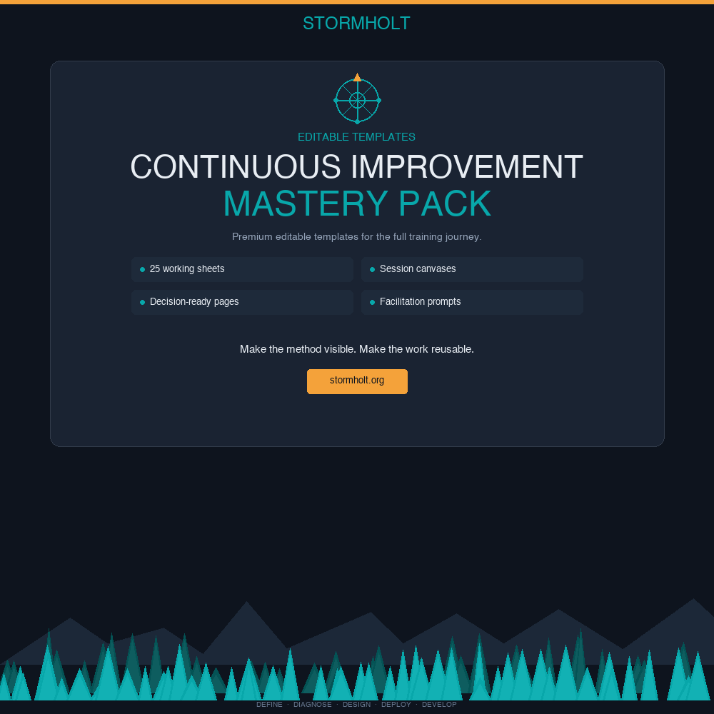 STORMHOLT | CI Mastery Toolkit — 25 Professional Templates for the Stormholt Continuous Improvement Method